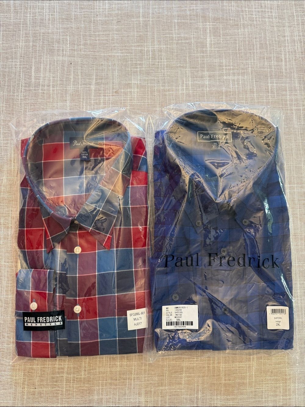 Lot of 2 Paul Fredrick Men’s XXL Long Sleeve Button Down Cotton Shirts NWT